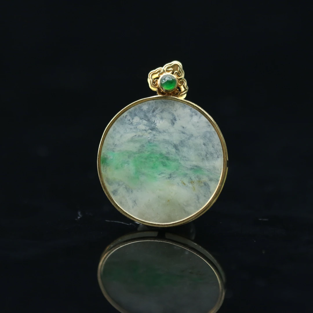 FC29天然缅甸翡翠A货18k无事牌/800122/保利厦门拍卖