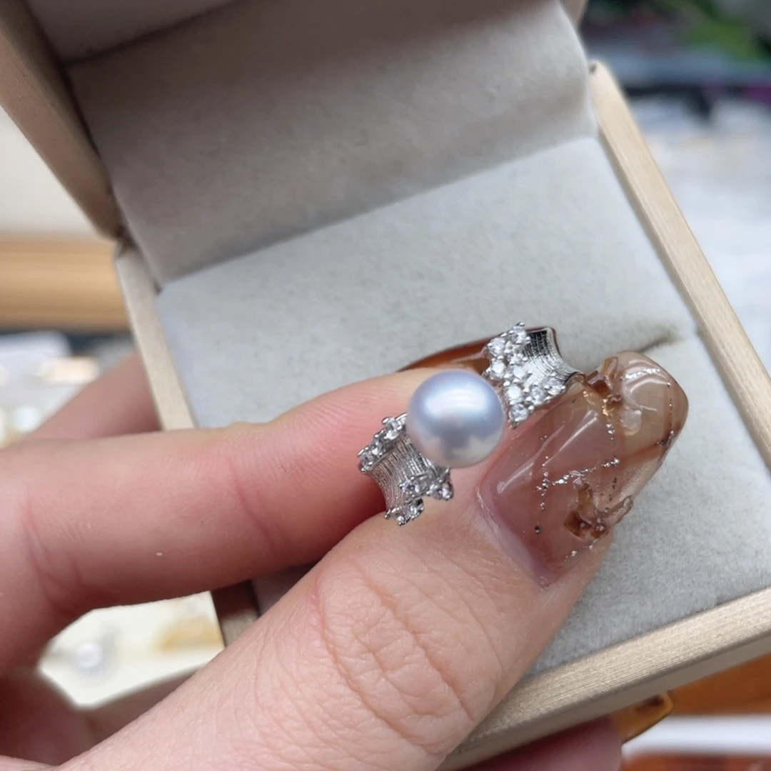 海水珍珠银S925镶嵌戒指C95