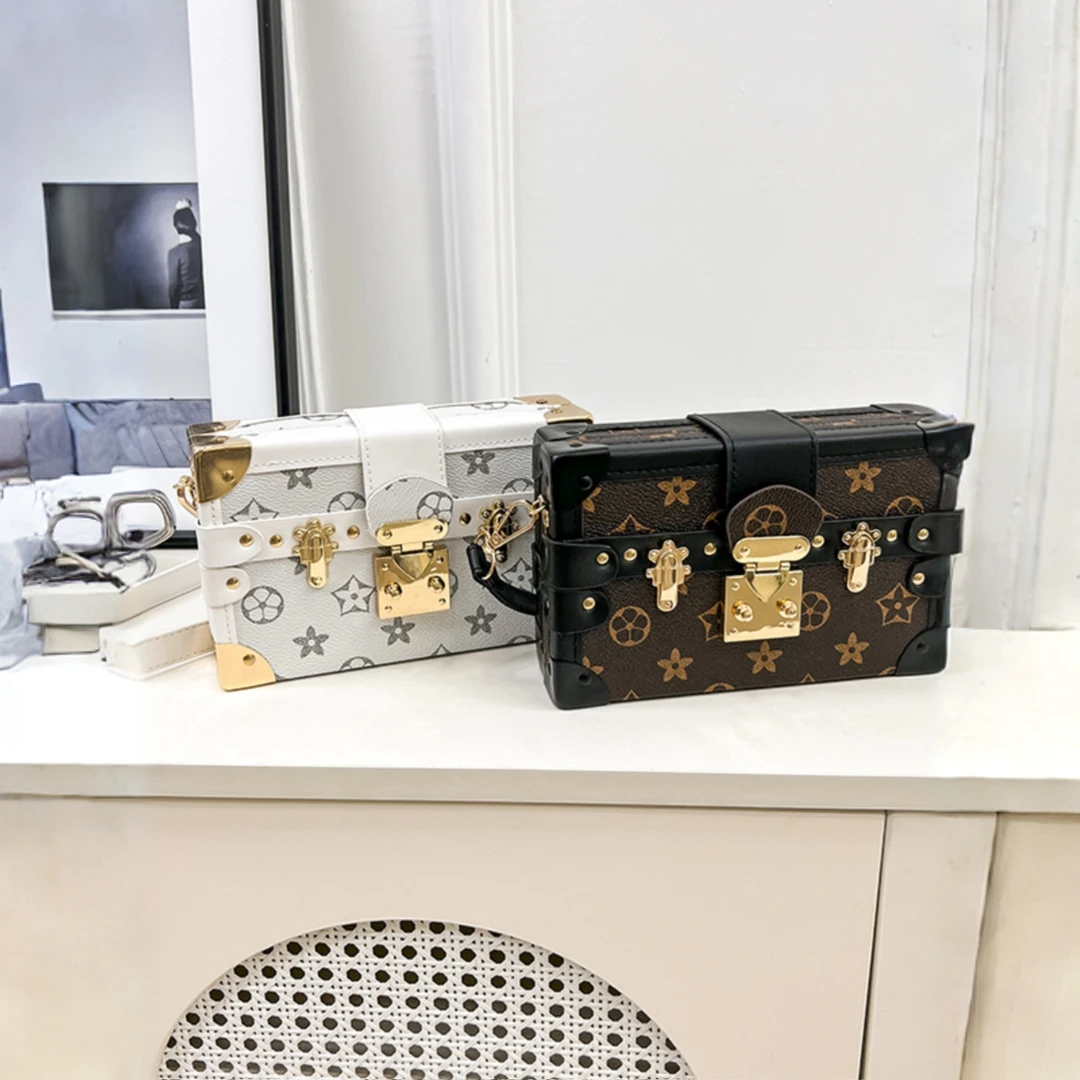 香港正品印花盒子通勤单肩轻奢精品包女款单肩斜挎包女士小方包包