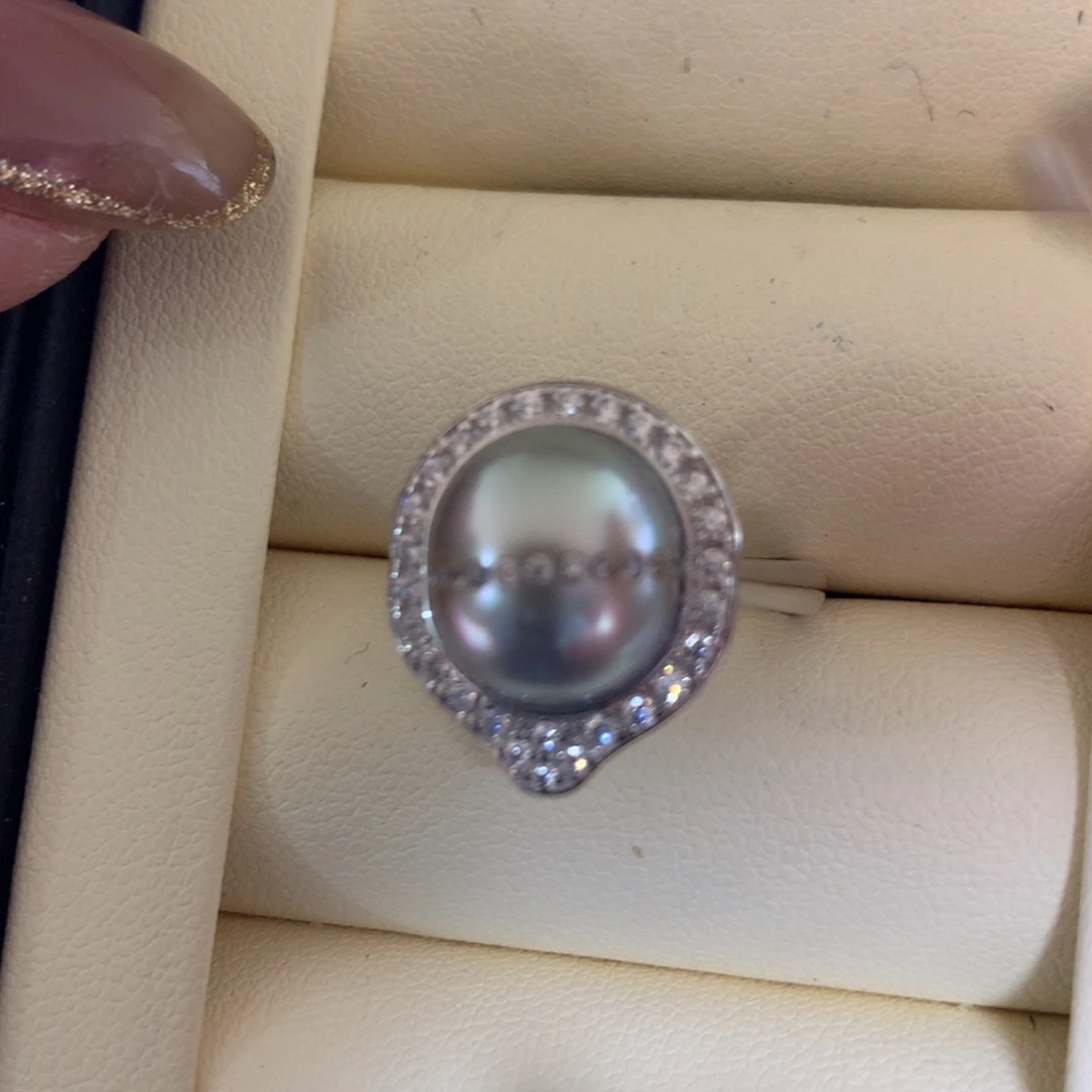 银S925镶嵌海水珍珠戒指