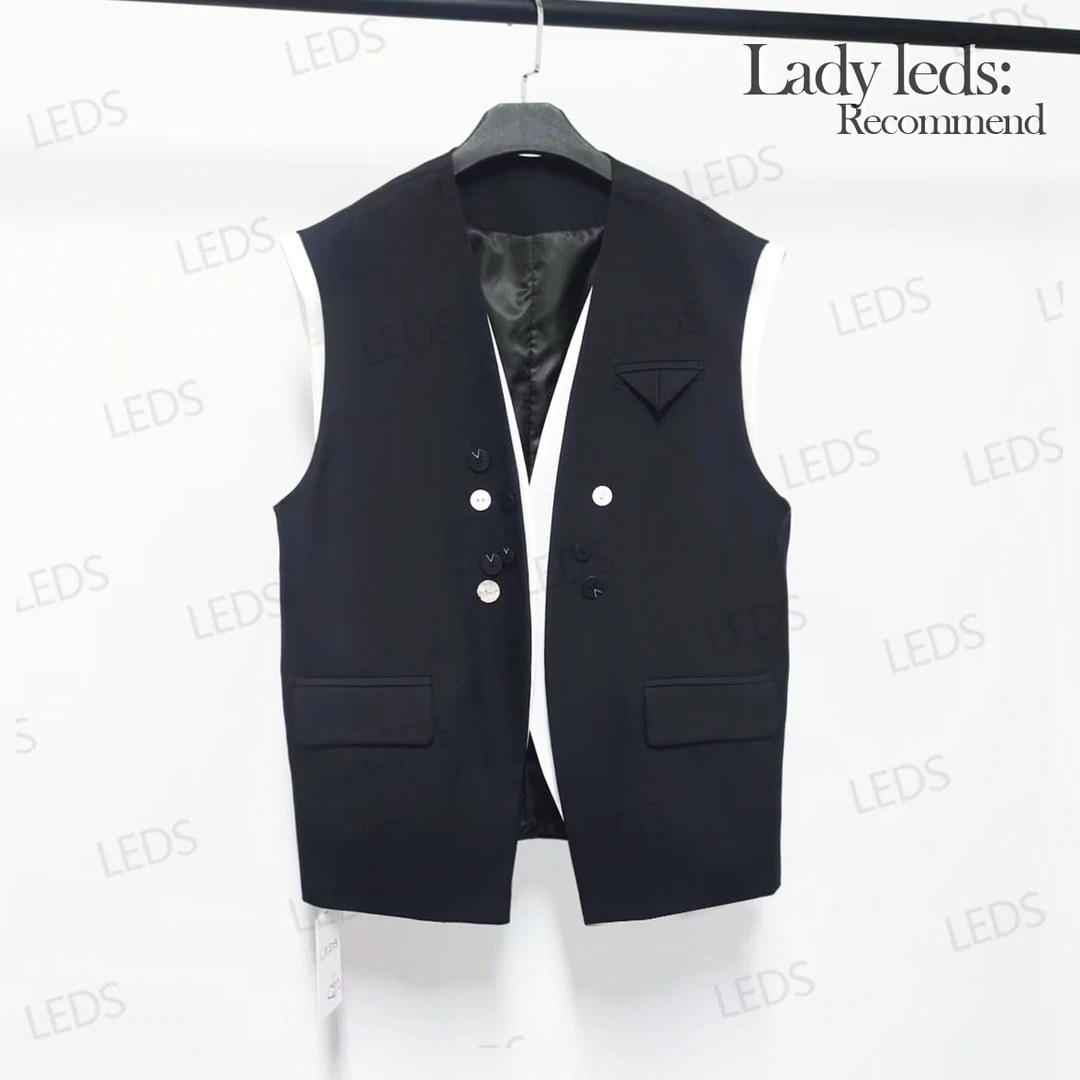 LEDS  7605秋冬休闲韩版西装修身拼接宽松马夹