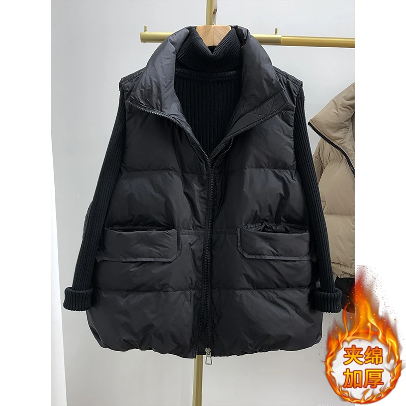 SHALLDOER【黑调星河】黑色夹棉保暖马甲女外穿2026秋冬洋气百搭款