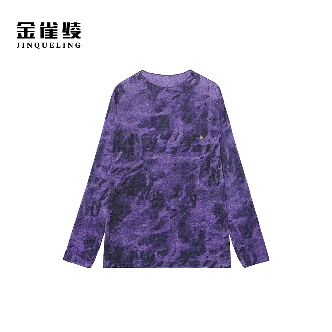 金雀绫【紫萝梦】弹力醋酸设计款半高领加宽加大小衫SZA3SL655