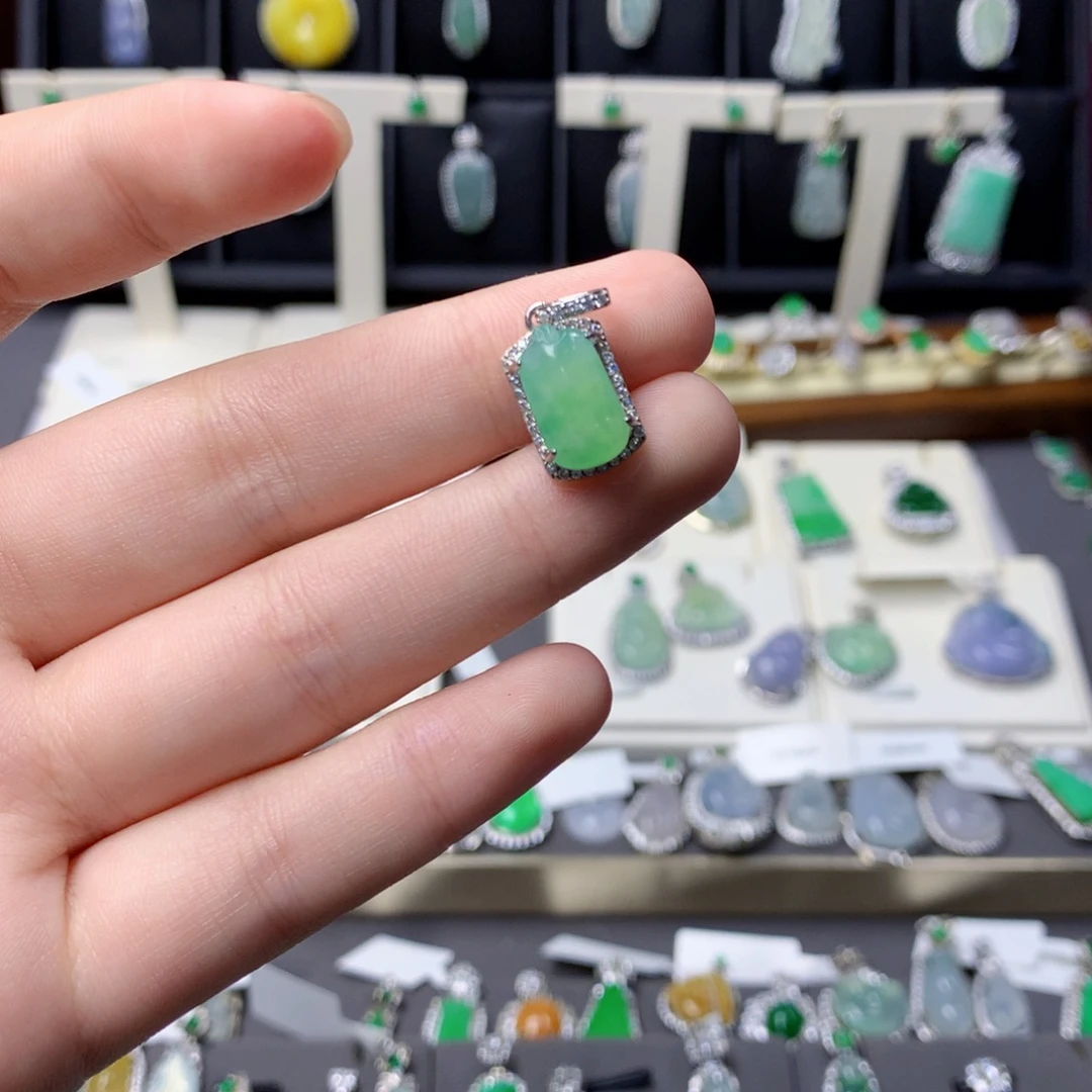 翡翠银S925镶嵌挂件