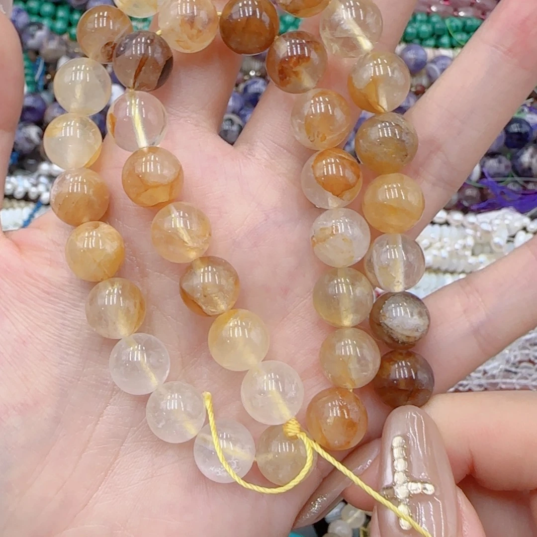 未镶嵌玛瑙/玉髓珠宝半成品天然黄胶花一条卡十