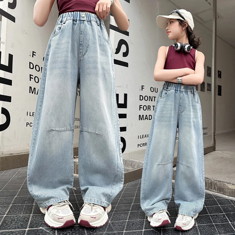 2025夏季女童弯刀牛仔裤休闲中大童薄款韩版洋气儿童夏装裤子潮童