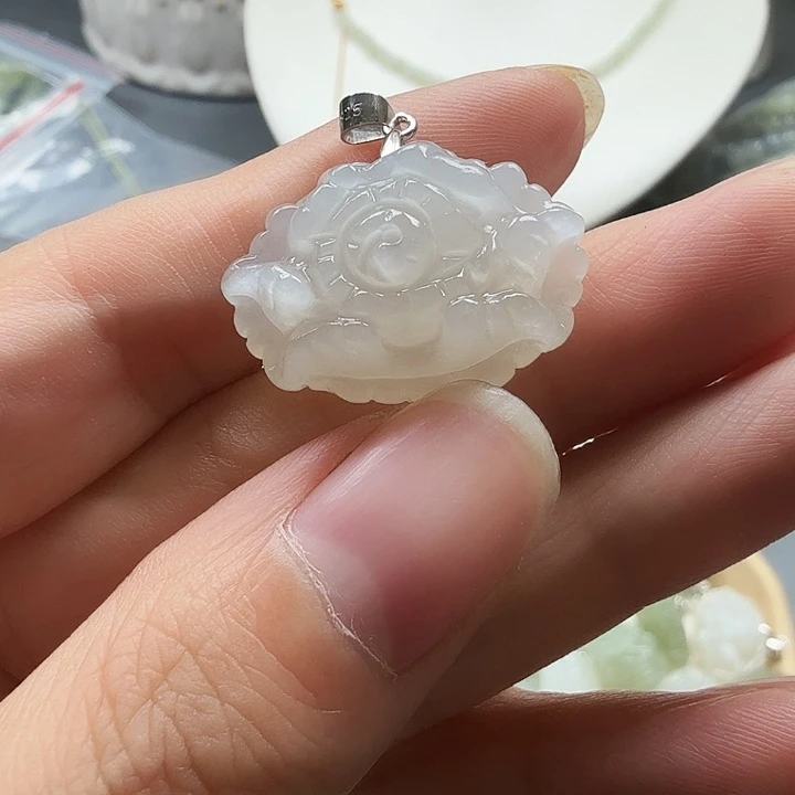 颈饰银S925镶嵌和田玉13