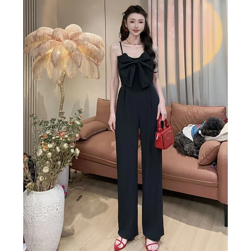 【美美专享】66707夏季新款气质蝴蝶结钻钻连体裤女