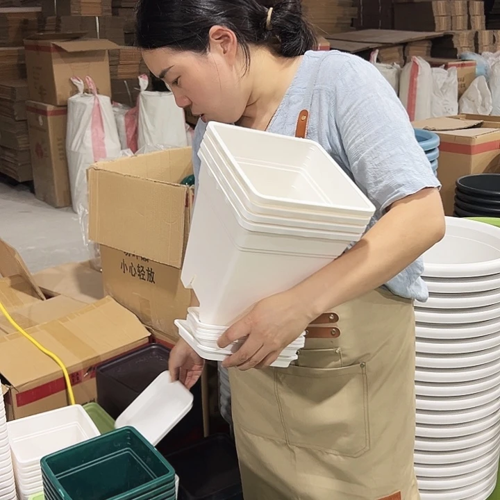 正品方盆边口20高22白色5只带托