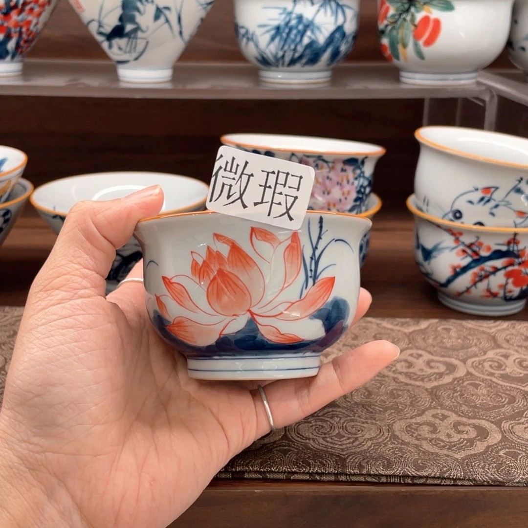 釉下彩纯手绘有瑕