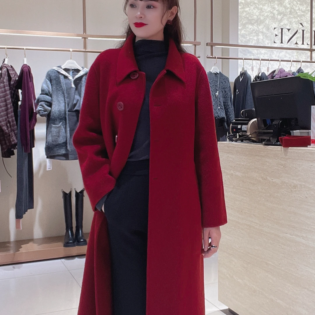 高斯雪岚【冬季新品】中长款大衣简约外套女25412617