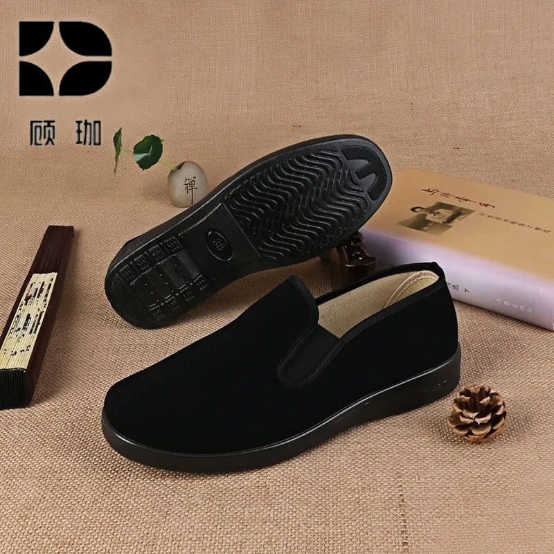 顾珈布鞋高跟一脚蹬平跟软底透气夏季低帮加厚舒适防滑耐磨爸爸鞋
