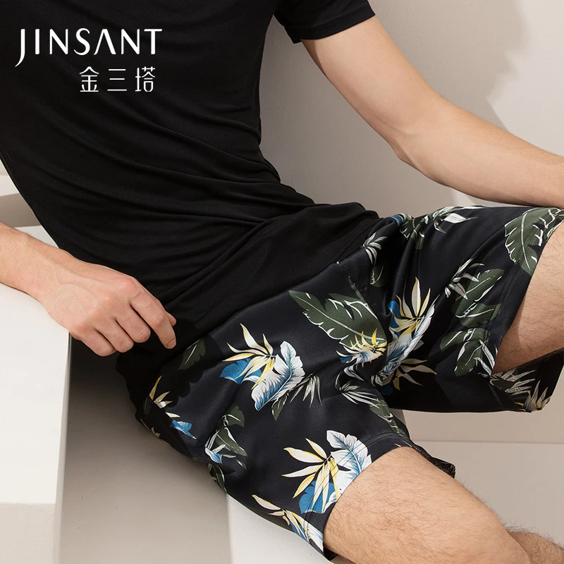 金三塔男休闲印花沙滩裤短裤睡裤