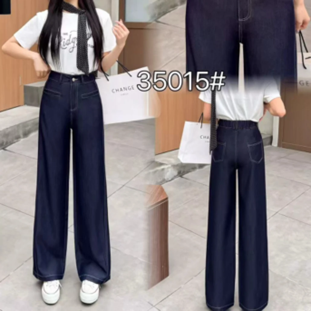 天丝牛仔女高腰阔腿宽松显瘦直筒春季新款