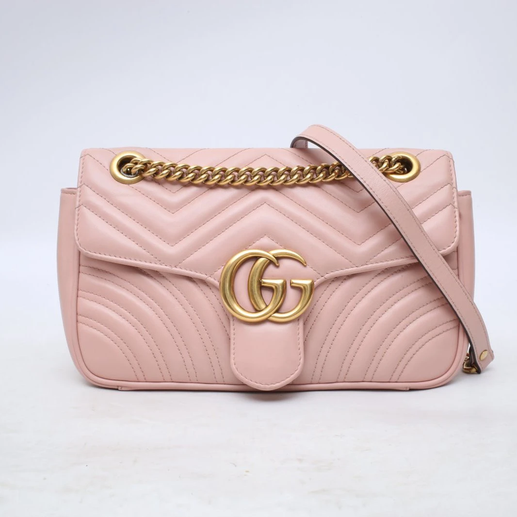 99新 GUCCI/古驰 【小花柳】GG Marmont 肩背包 小号 26 粉色