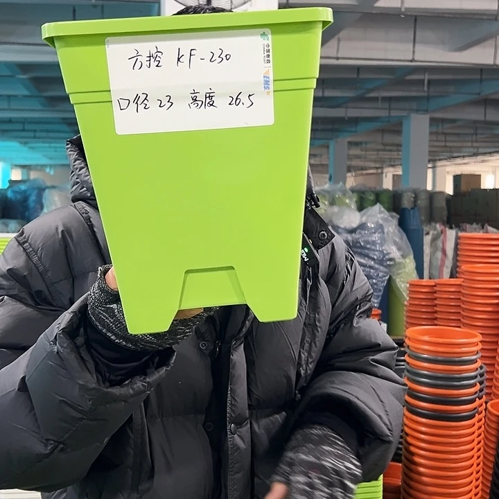 正品方盆口23高26果绿无托5只