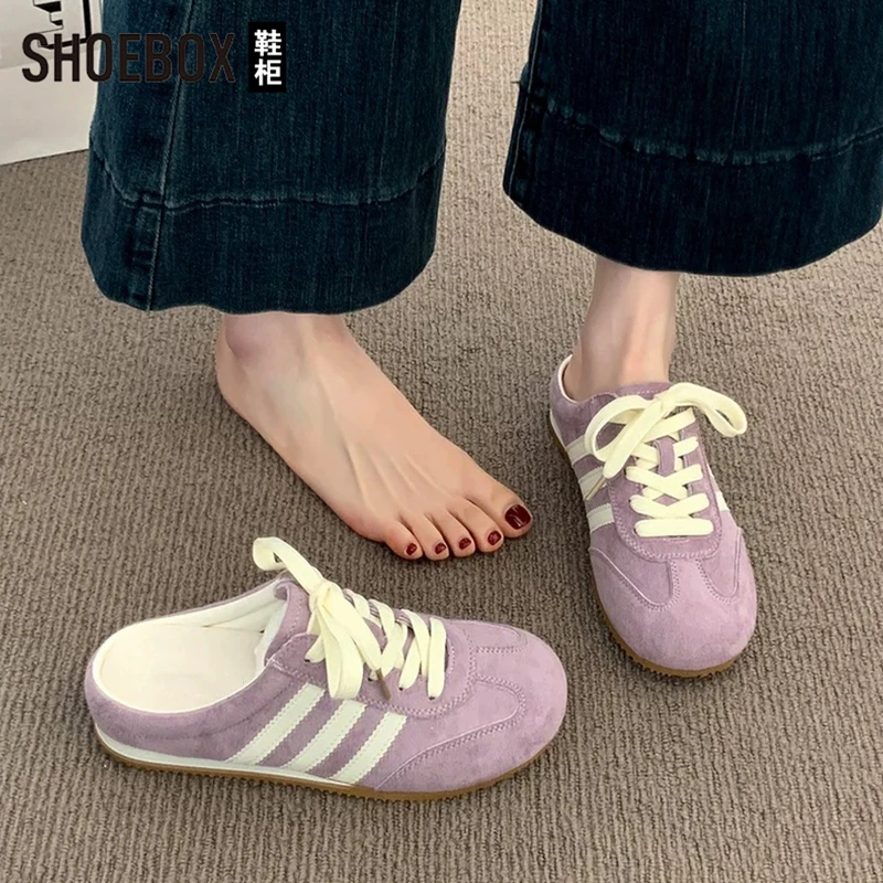 达芙妮集团旗下包头半拖鞋女夏外穿2025新款超火复古百搭德训鞋女