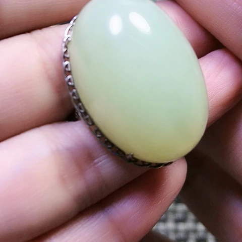 和田玉银S925镶嵌戒指