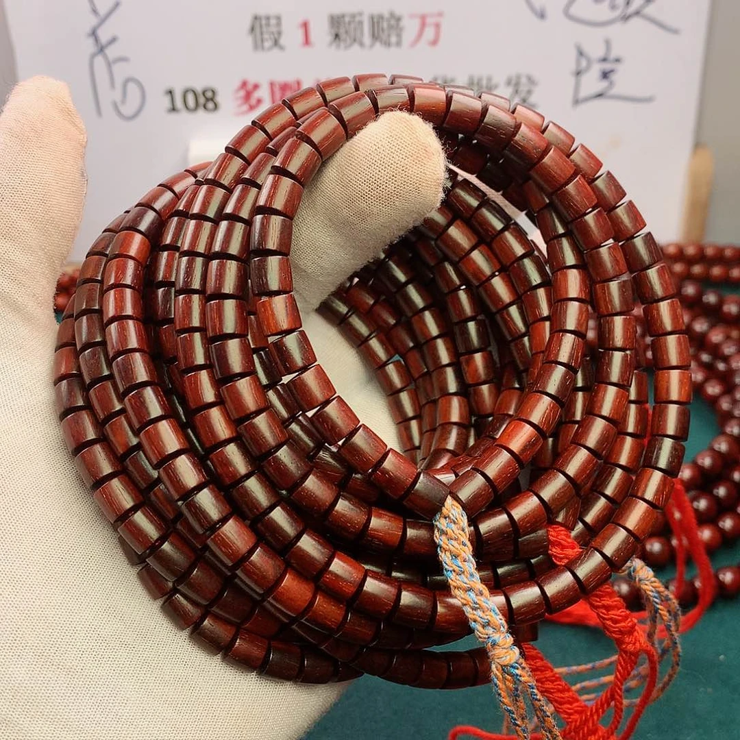 檀香紫檀（小叶紫檀）手串/手链7x7.藏式精工竹节拆房老料原汁原味