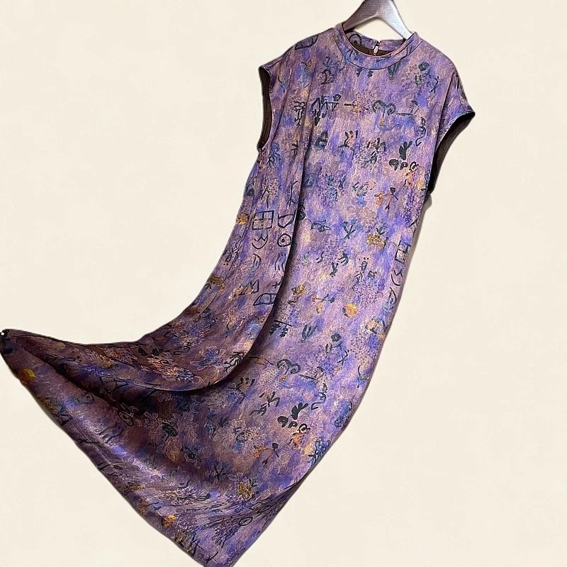 【甲骨文】高端墨池扎染宽松国风气质连衣裙