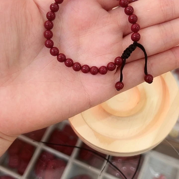 天然辰砂5毫米 紫金沙手链