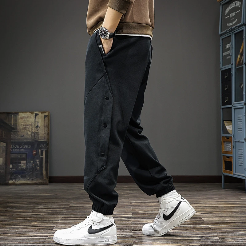 370g重磅拼接结构肌理休闲裤男2025秋季新款潮牌简约宽松束脚卫裤