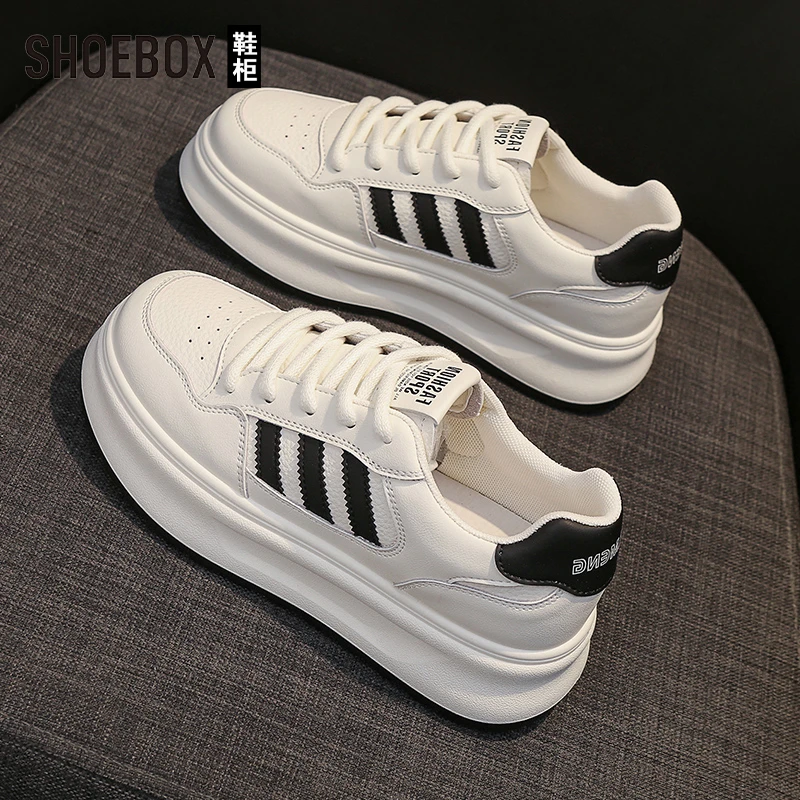 SHOEBOX鞋柜厚底增高小白鞋女2025新款秋季百搭高级感休闲运动鞋