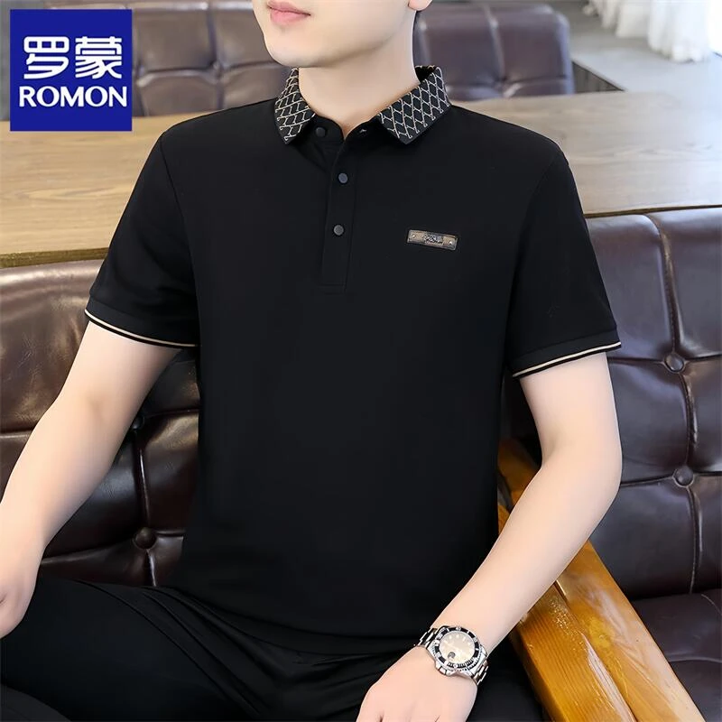 Romon/罗蒙新款短袖男士商务翻领Polo衫夏季薄款休闲宽松T恤t上衣