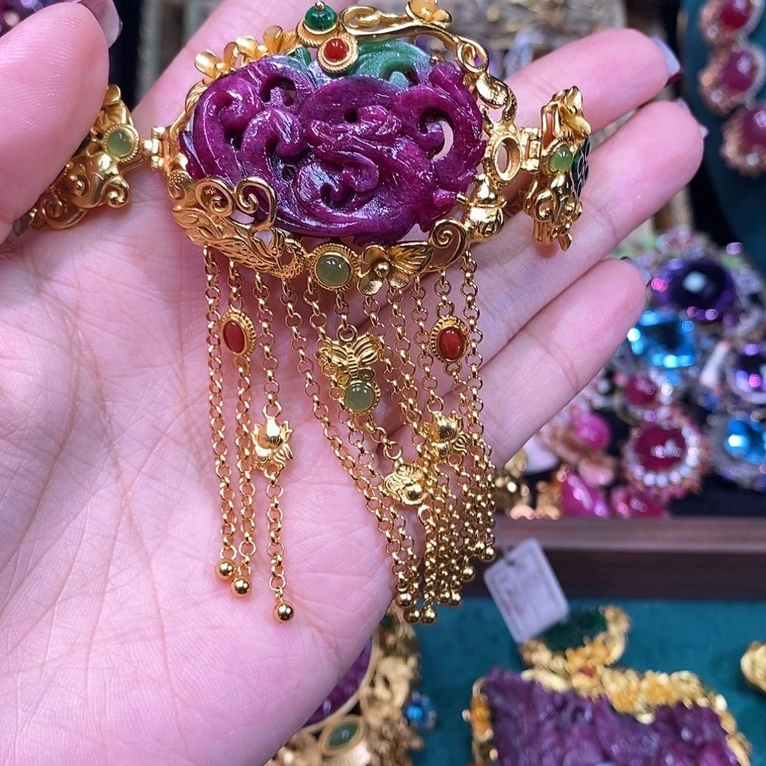 银S925镶嵌颈饰红宝石