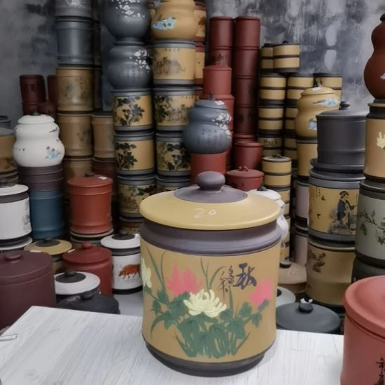 茶叶罐紫砂宝塔手绘20