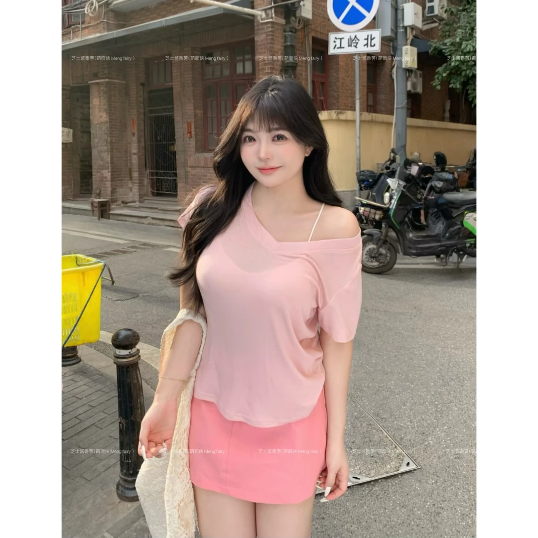 萌面侠 现货【舒适专线】莱赛尔上衣纯欲慵懒风女装洋气衣服女6265