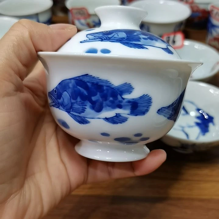 铭***静杯张学鸿老师青花釉里红微瑕