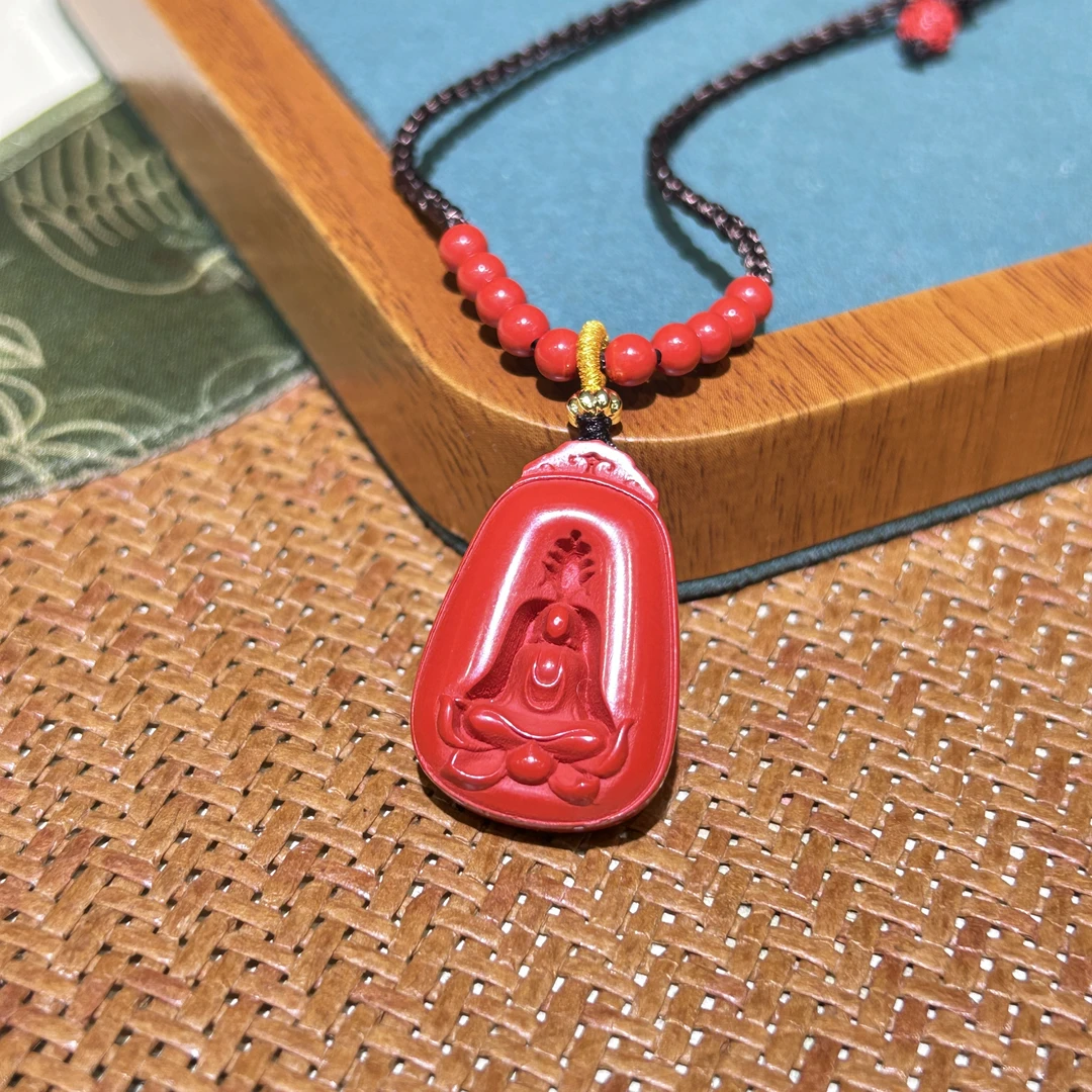 含辰砂工艺品高含量真朱砂水飞红砂无相佛吊坠300