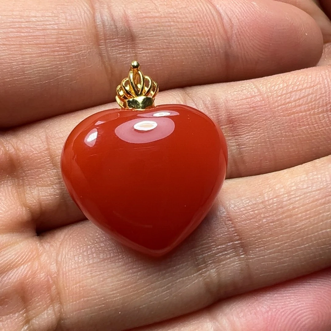南红玛瑙吊坠18K金镶嵌