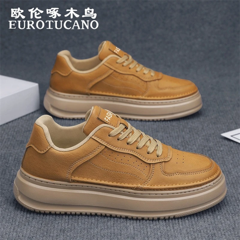 欧伦啄木鸟EUROTUCANO男鞋冬季潮流百搭休闲板鞋子男款厚底工装鞋