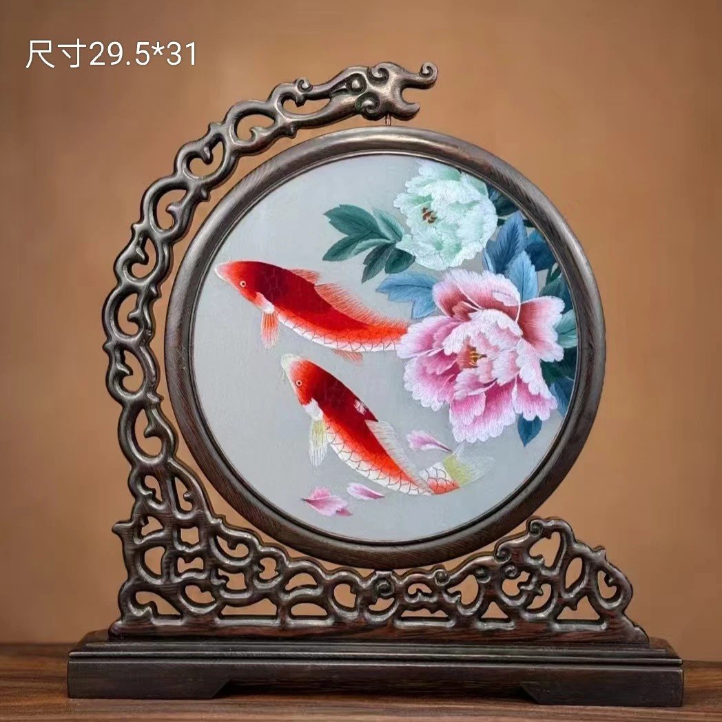 苏绣双面绣轻奢国潮摆件客厅办公室书房桌面创意装饰乔迁办公礼品