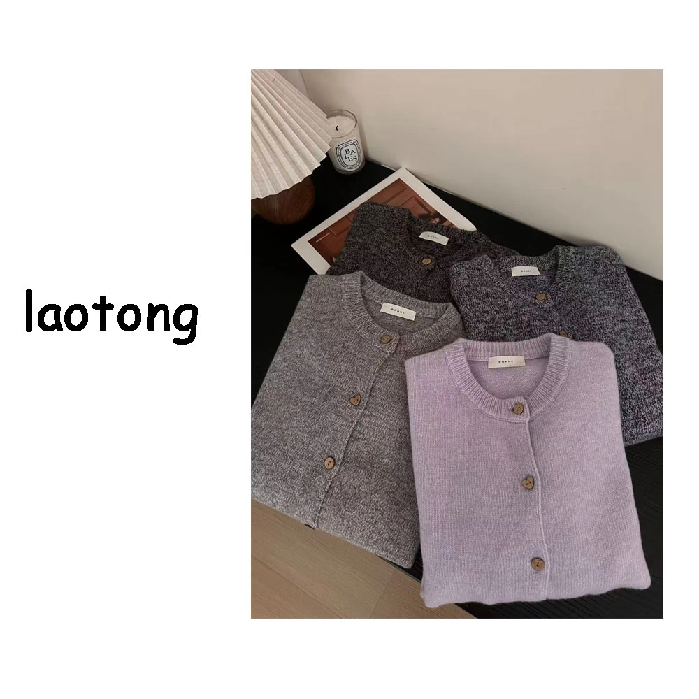 【你的彤】木扣花纱针织开衫