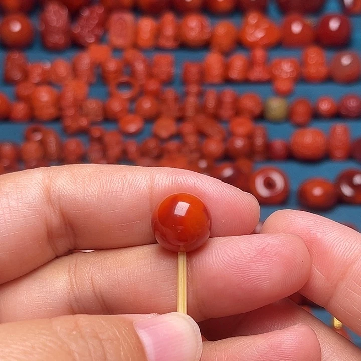 未镶嵌配饰南红玛瑙火焰纹圆珠12mm