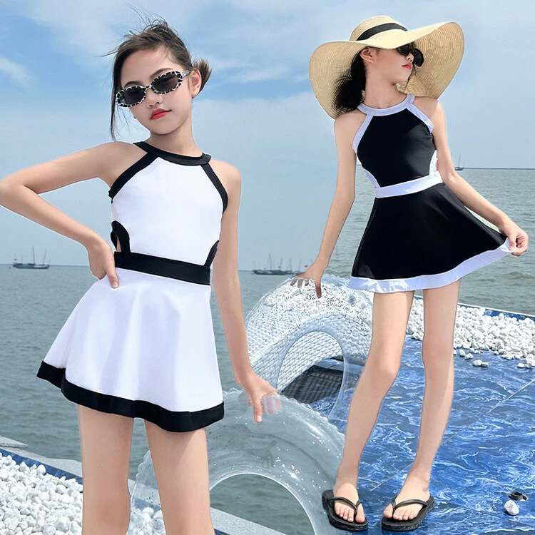 巴拉优选网红女童裙式泳衣2025新款洋气大童初中泳装儿童女孩游泳