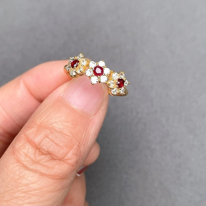 红宝石戒指银S925镶嵌