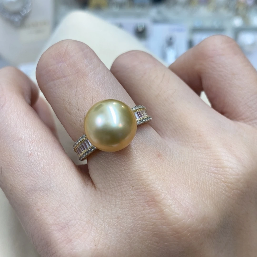 银S925镶嵌戒圈海水珍珠，链接18