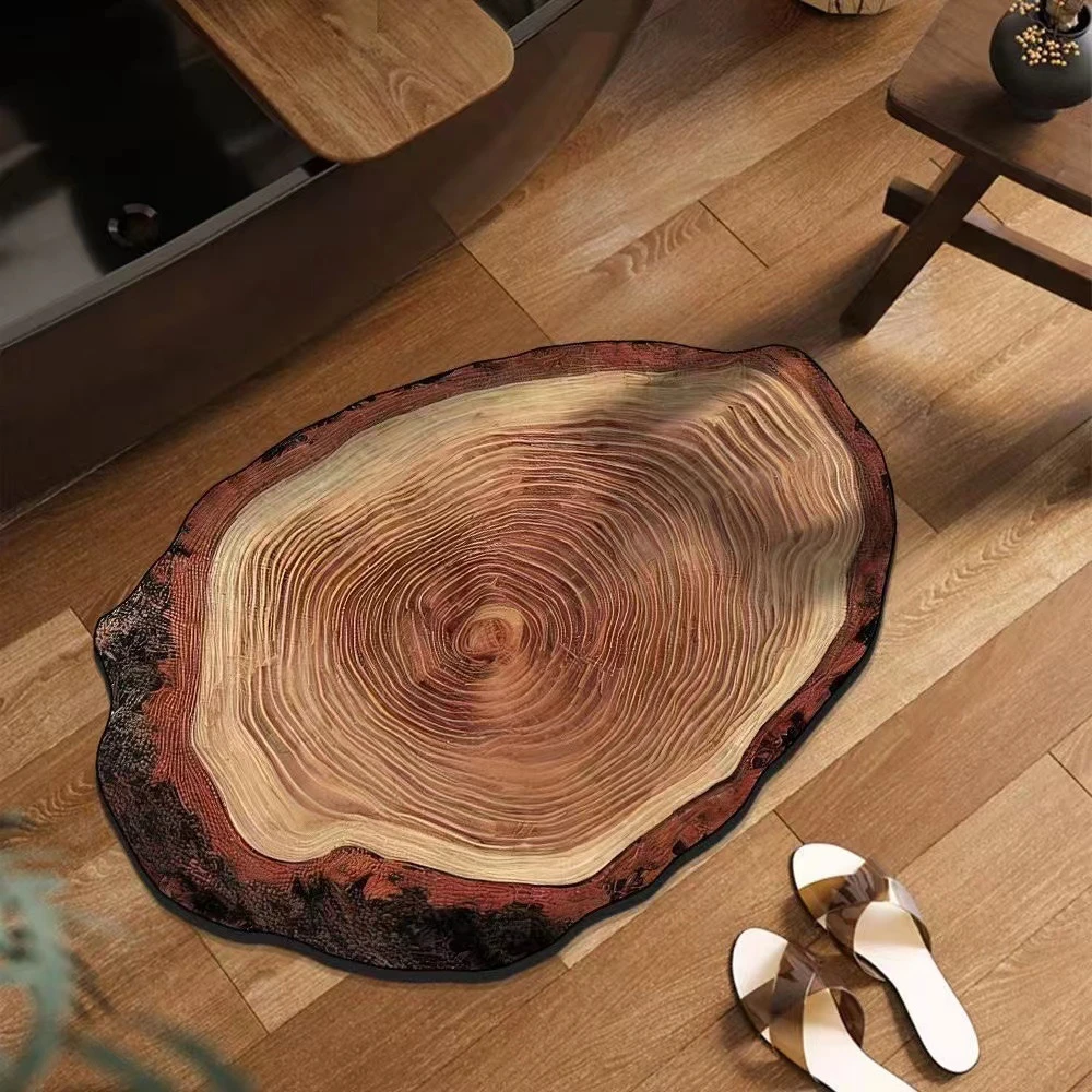 新款原木风仿木纹吸水脚垫浴室硅藻泥地垫速干防滑卫生间卫浴地毯