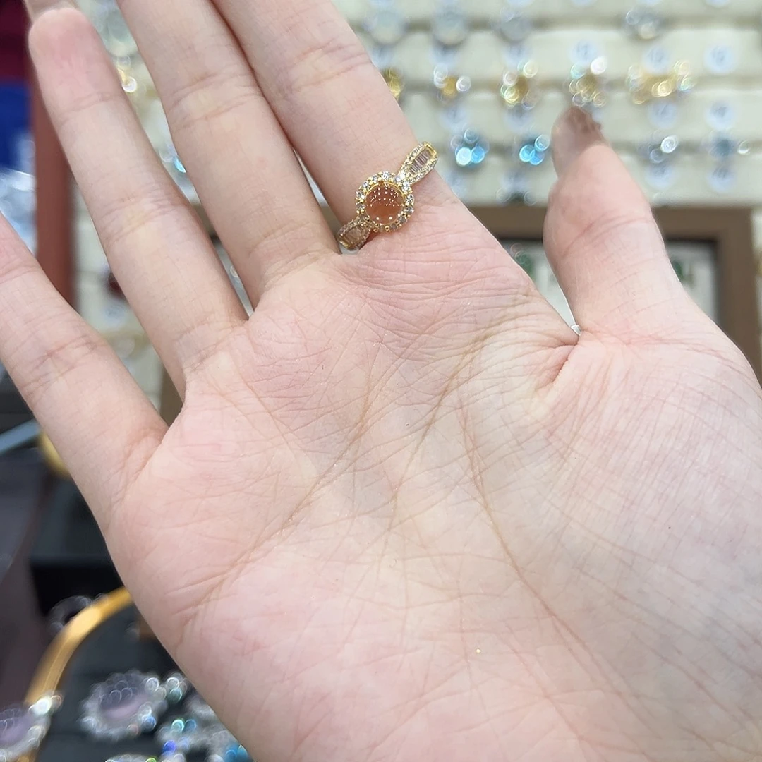 乌***面戒指银S925镀金镶嵌黄晶