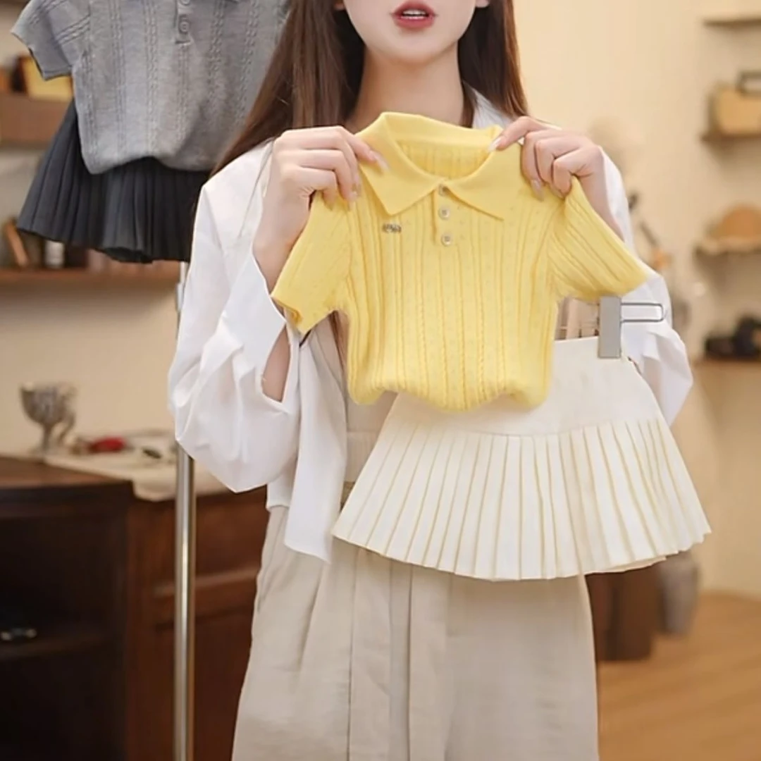 女童夏季套装2025新款韩版洋气女宝宝夏装针织短袖裙裤时髦百搭