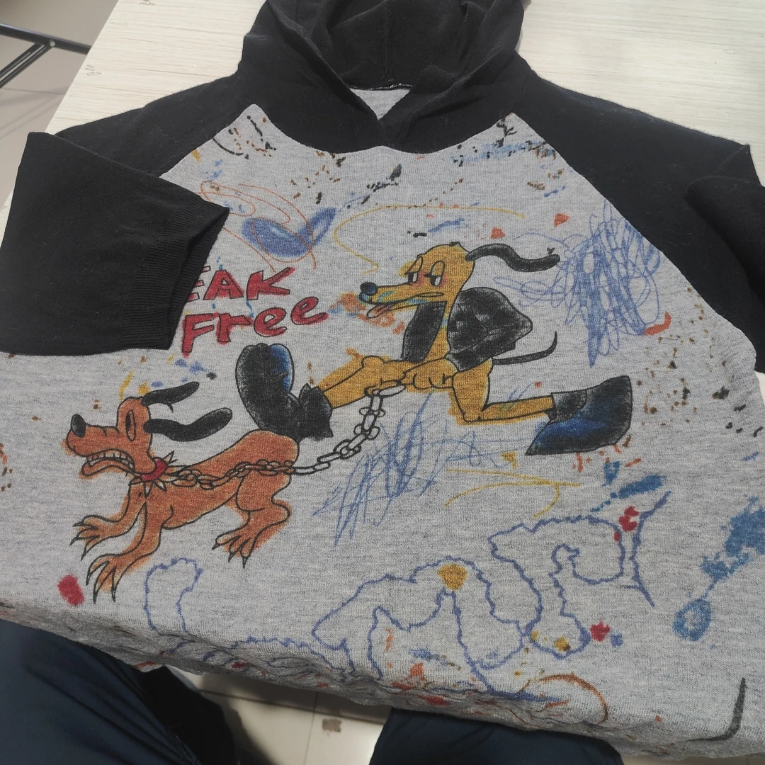 水溶羊毛印花短袖帽衫薄款针织