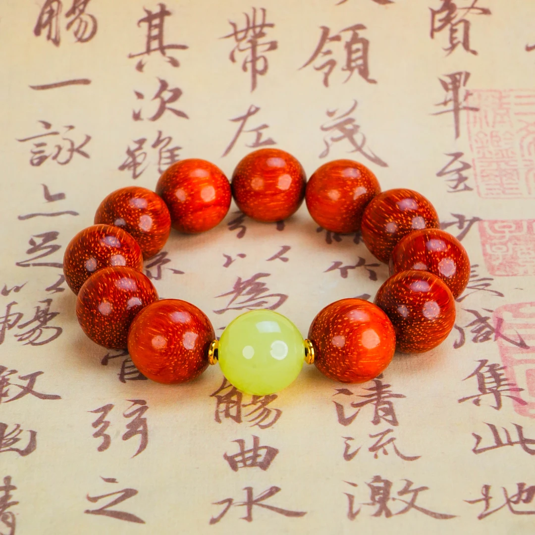 SC-321 红花梨星夜明珠手串 珠径约20mm