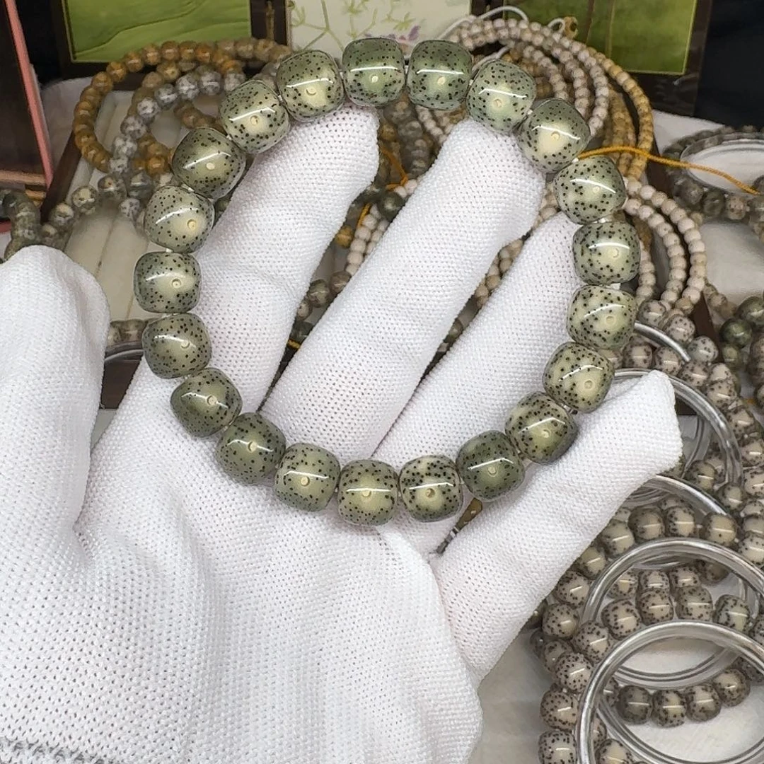 吊坠星月菩提石玉料针尖星满天星无烟花绿幽灵25