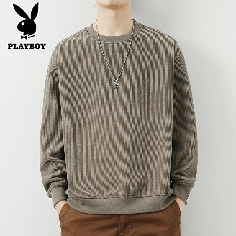 花花公子男士卫衣秋冬季圆领潮牌宽松男装2025新款长袖加厚上衣服