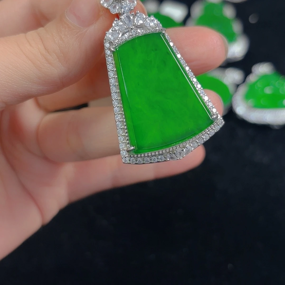 翡翠银S925镶嵌吊坠(不含链)