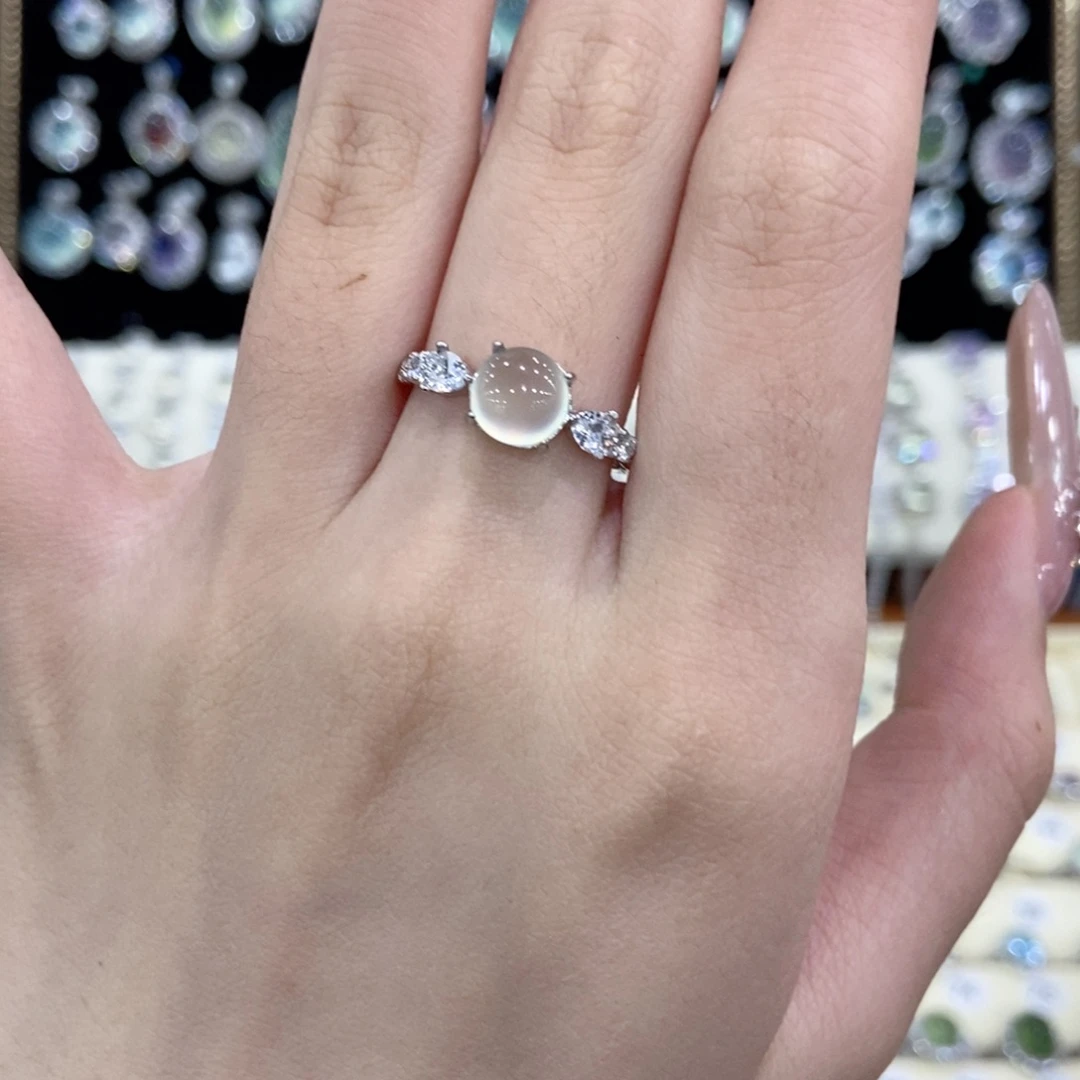 蛇纹石玉银S925镶嵌戒指